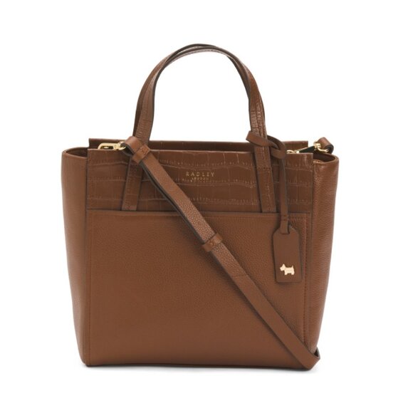RADLEY LONDON Tortoise Leather Downtown Small Zip Top Satchel